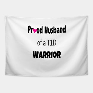 Proud Husband Black Text Pink Heart Tapestry