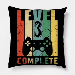 Vintage 3rd Wedding Anniversary Level 3 Complete Video Gamer Birthday Gift Ideas Pillow