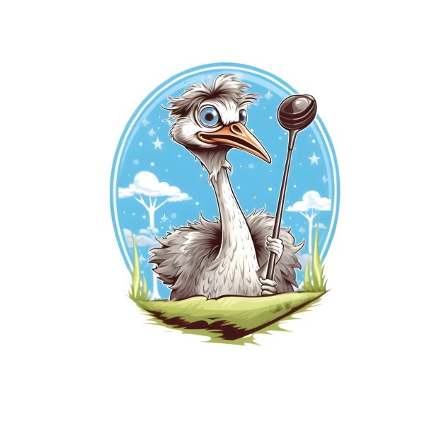 Ostrich on a green field by CreativeFashionAlley