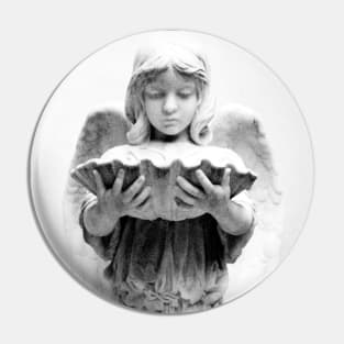 Black and White Angel Statue Photo Pin