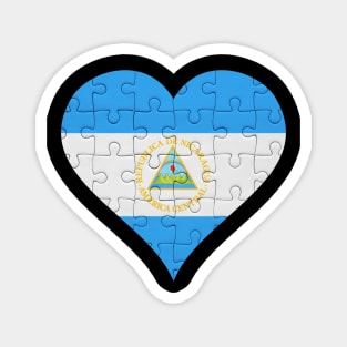 Nicaraguan Jigsaw Puzzle Heart Design - Gift for Nicaraguan With Nicaragua Roots Magnet