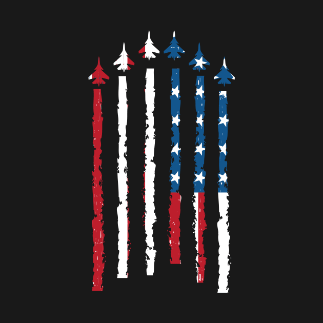 American Flag USA Fighter Jet Con Trail by Crazyshirtgifts