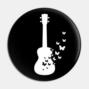 Ukulele Silhouette Turning Into Butterflies Pin