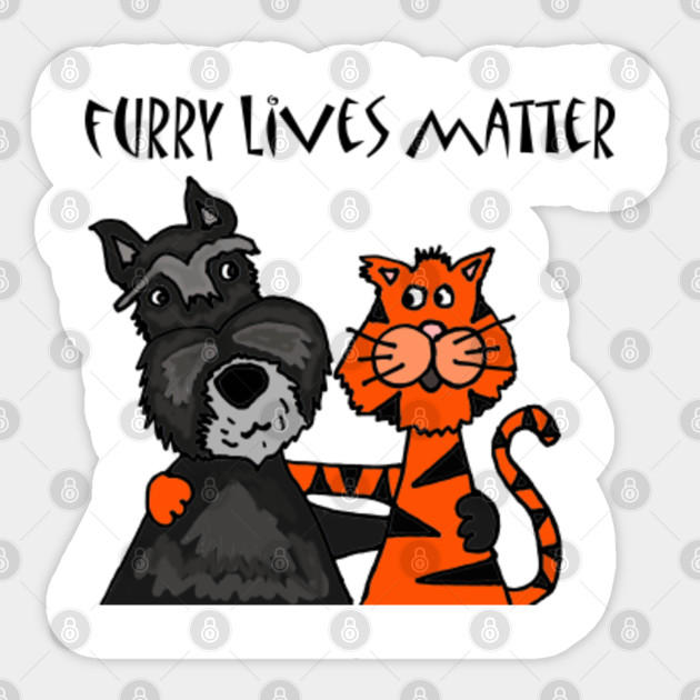 Cute Funny Dog And Cat Rescue Cartoon Schnauzer Dogs Sticker
