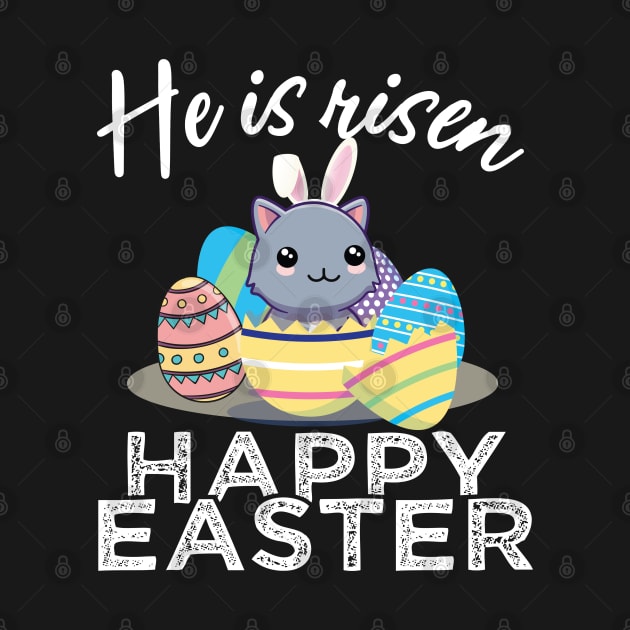 Cute Cat Bunny Ears Easter Egg Hunt Risen Bible by alltheprints