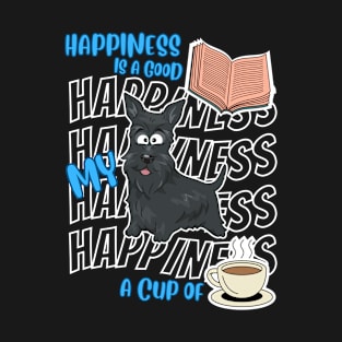Happiness Is Scottish Terriers Books Coffee Cute Scottie Dog Lover T-Shirt
