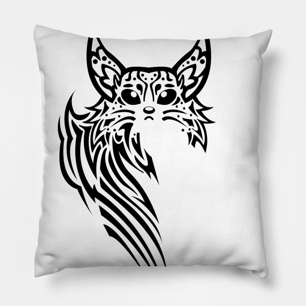 Lynx tattoo style Pillow by Velvet