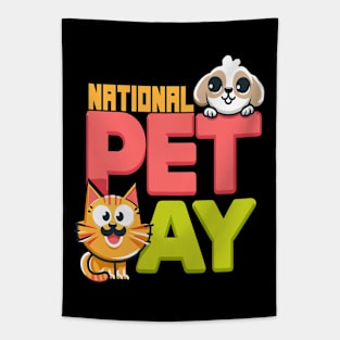 National Pet Day Fun: Cheerful Cat & Dog Tapestry