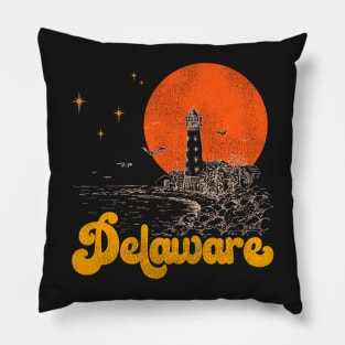 Vintage State of Delaware Mid Century Distressed Aesthetic Pillow