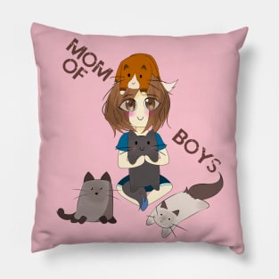 Mom Of Boys , cute mom of cats t-shirt Pillow