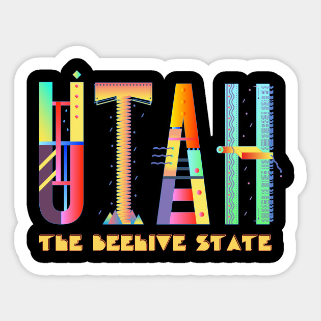 Utah The Beehive State Fun Funky Colorful Design Utah Sticker Teepublic