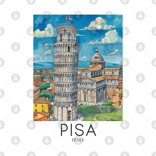 A Pop Art Travel Print of Pisa - Italy by Studio Red Koala