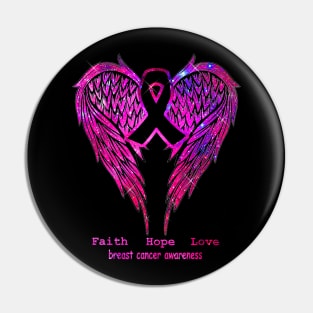 Breast Cancer Faith Hope Love Wings Awareness Pin