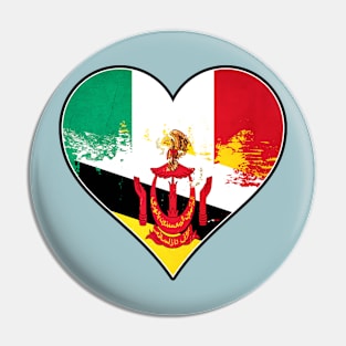 Mexican and Bruneian Heart Mix Heritage Flag Pin