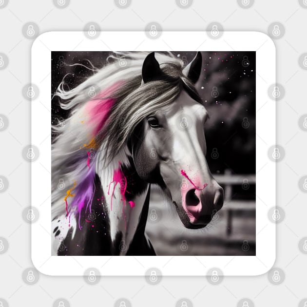 Majestic Mane Color Splash, Equestrian Fashion, Horse Breeds Magnet by Unboxed Mind of J.A.Y LLC 