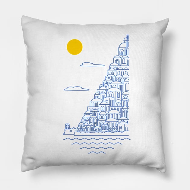 Positano lineart minimal drawingf Pillow by Maxsomma