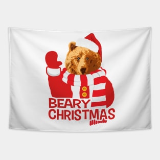 Beary Christmas Funny Bear Santa Claus Tapestry