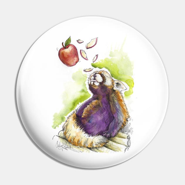 Red Panda Apple Dreams Pin by Art Additive