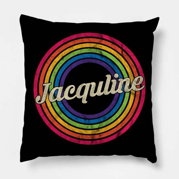 Jacquline - Retro Rainbow Faded-Style Pillow by MaydenArt