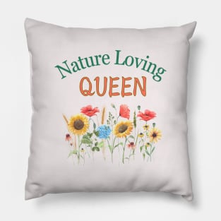 'Nature Loving Queen' Poppies and Sunflowers Tee, gardening lover hobby Pillow