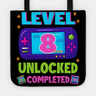 Level 8 Unlocked 8th Birthday Boys Video Game B-day Gift For BOys Kids Tote