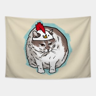 Cat with a Chicken Hat Tapestry