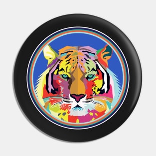 Tiger Shirt Colorful Pop Art Tiger's Head Geometric Pin