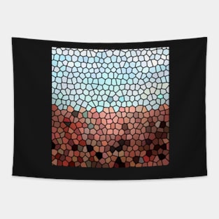 blue red brown mosaic Tapestry