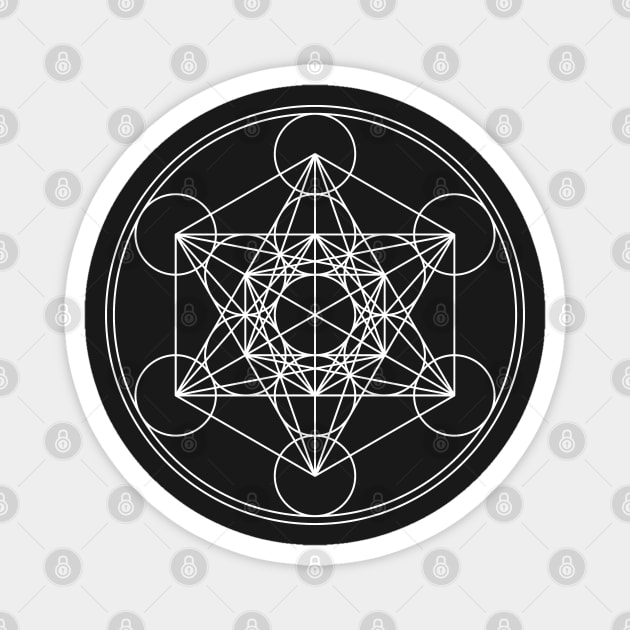 Black n White Metratons Cube Sacred Geometry Print Magnet by ClaudiaFlores