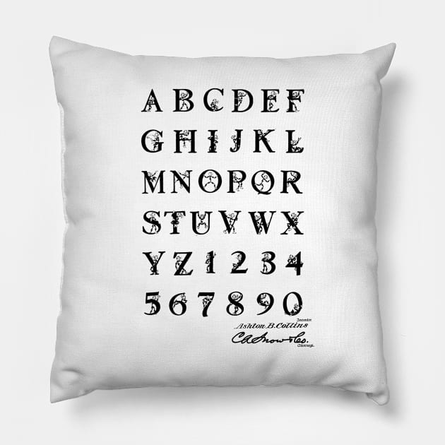 Type Font Vintage Patent Hand Drawing Pillow by TheYoungDesigns