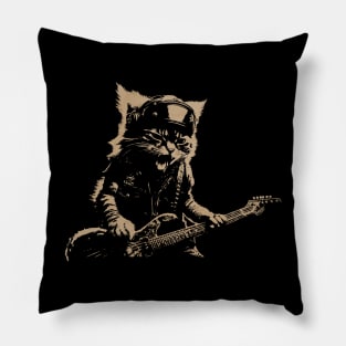 Rock Cat Playing Guitar Pillow