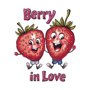 Berry in Love: Sweet Strawberry Duo Embracing Love T-Shirt