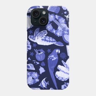 You Got the Blue Hawaiian Woodcut Pattern! Phone Case