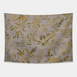 Lakeside garden watercolor earth tones dark grey linen texture Tapestry