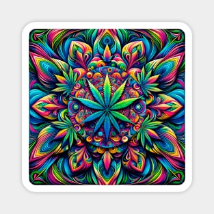 Psychedelic Cannabis Mandala Magnet