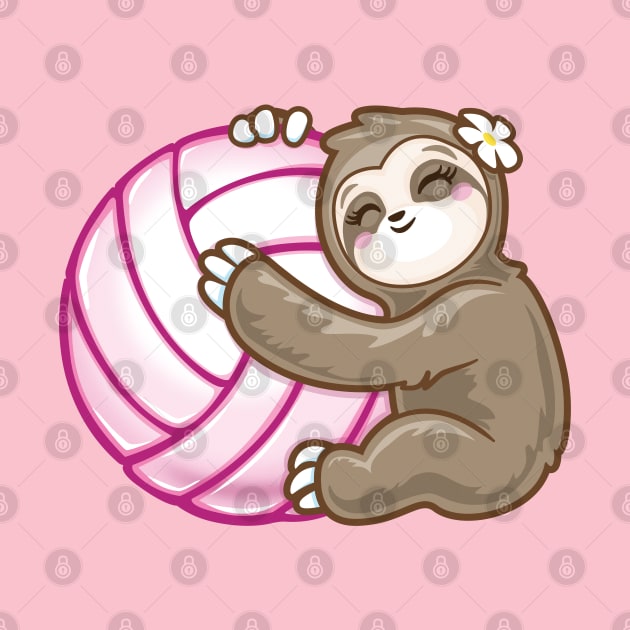 Kawaii Sloth pink girls Volleyball by PnJ