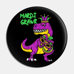 Mardi Grawr TRex Dino Toddler Kids Mardi Gras Boys Pin