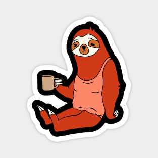 Lazy Sloth With Coffee Magnet