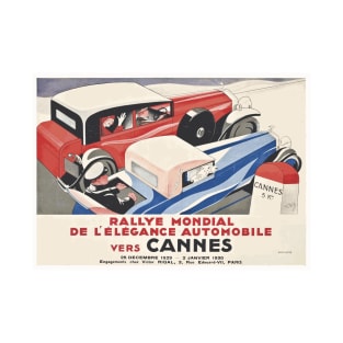 1929 World Rallye of Elegant Automobiles, Cannes France - Vintage Poster Design T-Shirt