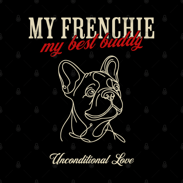 French bulldog monoline black, my best buddy, cute pet, Frenchie lovers or owners, dog lovers by Collagedream