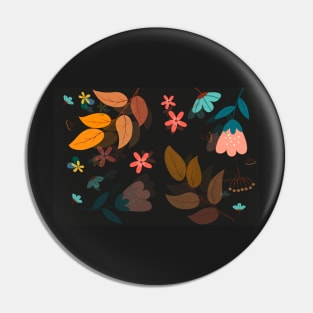 Flower and Leaves Drawing Pin