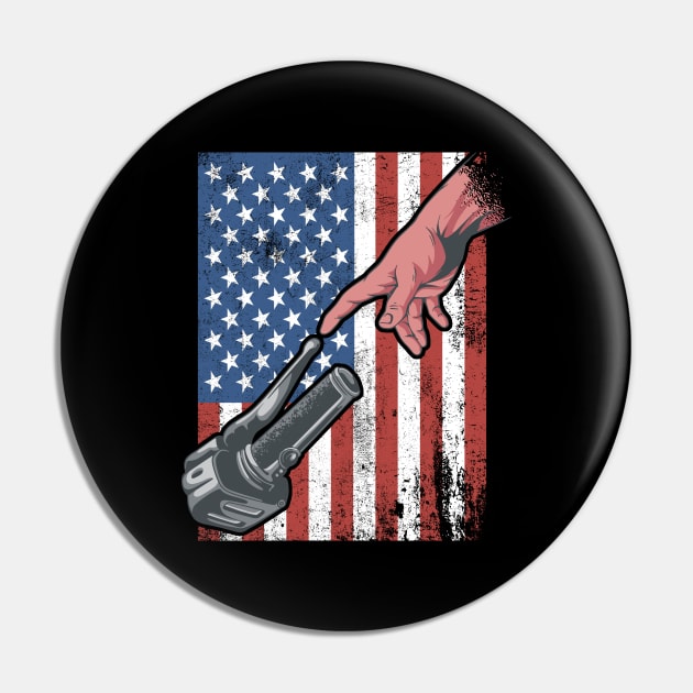 Motorcycle Creation of Adam American Flag Pin by Ramadangonim