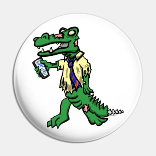 Phone zombie gator Pin