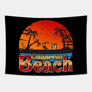 California Beach Sunset Tapestry