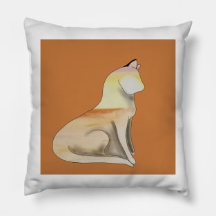 Orange sunset over beach pretty kitty Pillow