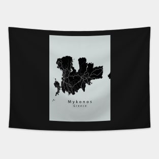 Mykonos Greece Island Map dark Tapestry