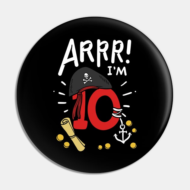 10th Birthday Pirate Ten Years Old Pin by CreativeGiftShop