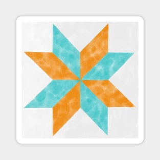 Annie Orange and Teal Quilt Star Watercolor Magnet