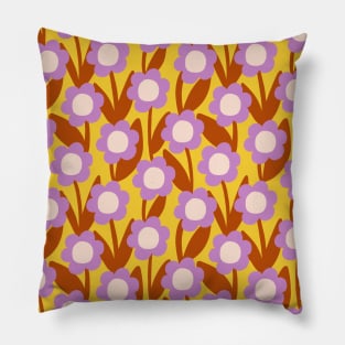 Minimal daisy flower pattern in yellow and lavender Pillow