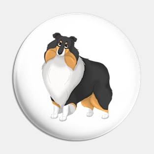 White, Black & Tan Rough Collie Dog Pin